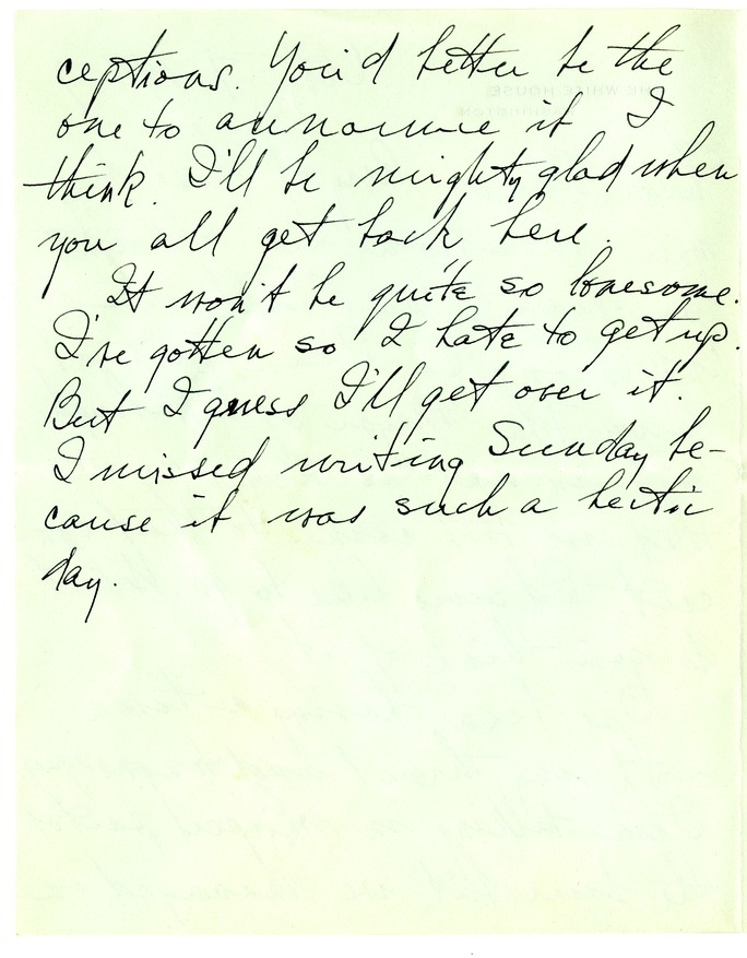 Letter from Harry S. Truman to Bess W. Truman