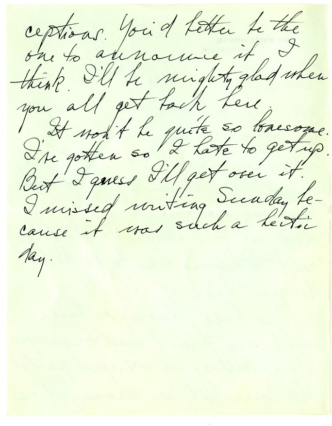 Letter from Harry S. Truman to Bess W. Truman