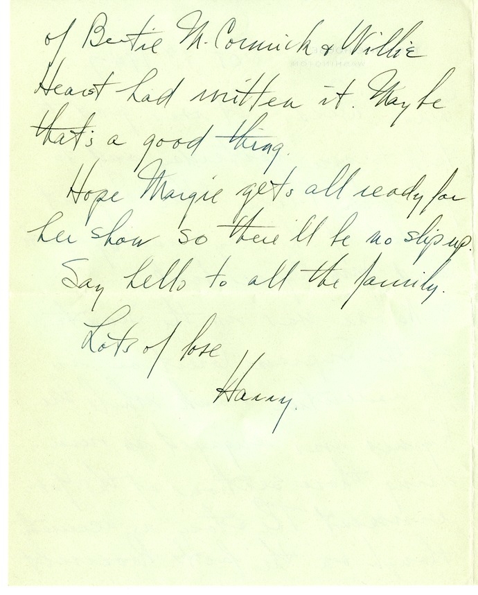 Letter from Harry S. Truman to Bess W. Truman