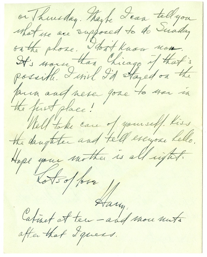 Letter from Harry S. Truman to Bess W. Truman