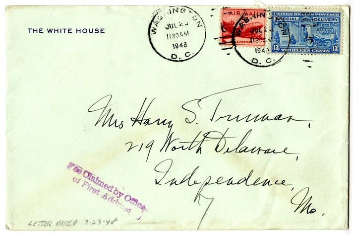 Letter from Harry S. Truman to Bess W. Truman