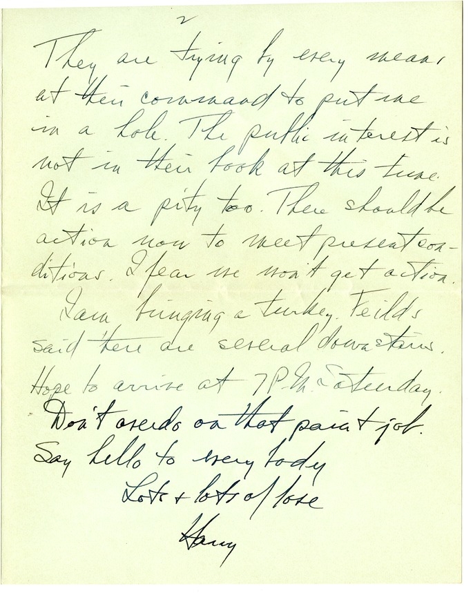 Letter from Harry S. Truman to Bess W. Truman