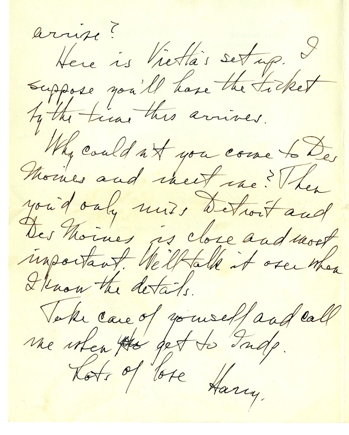 Letter from Harry S. Truman to Bess W. Truman