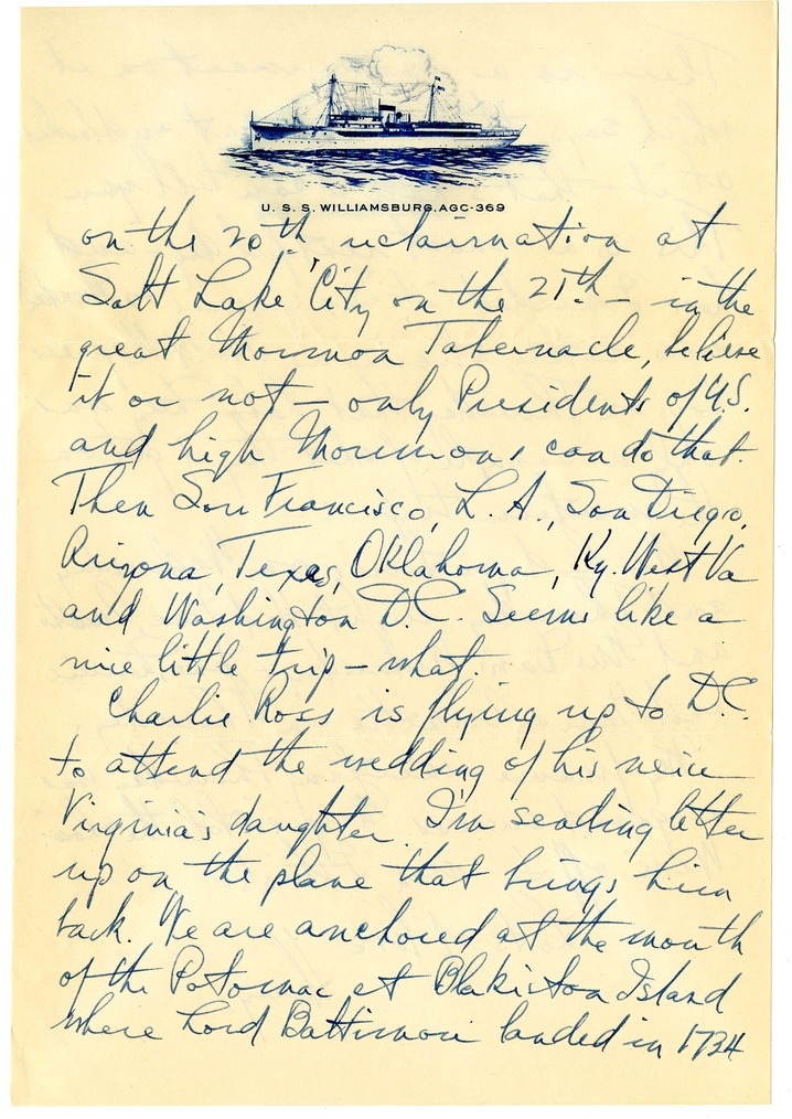 Letter from Harry S. Truman to Bess W. Truman