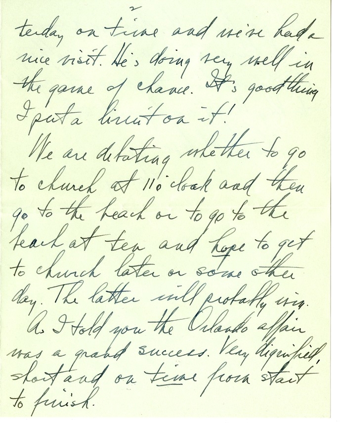 Letter from Harry S. Truman to Bess W. Truman
