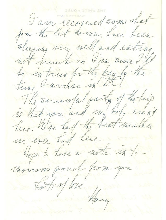 Letter from Harry S. Truman to Bess W. Truman