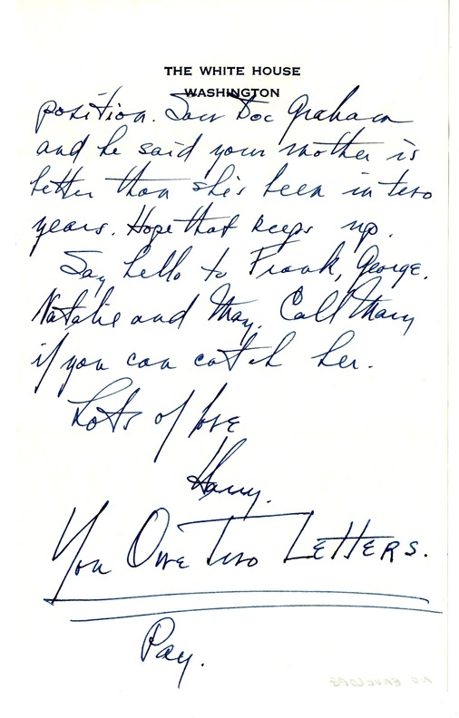 Letter from Harry S. Truman to Bess W. Truman