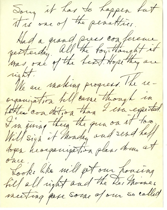 Letter from Harry S. Truman to Bess W. Truman [Gift of Elliott Galleries, Flora K. Bloom, President.]