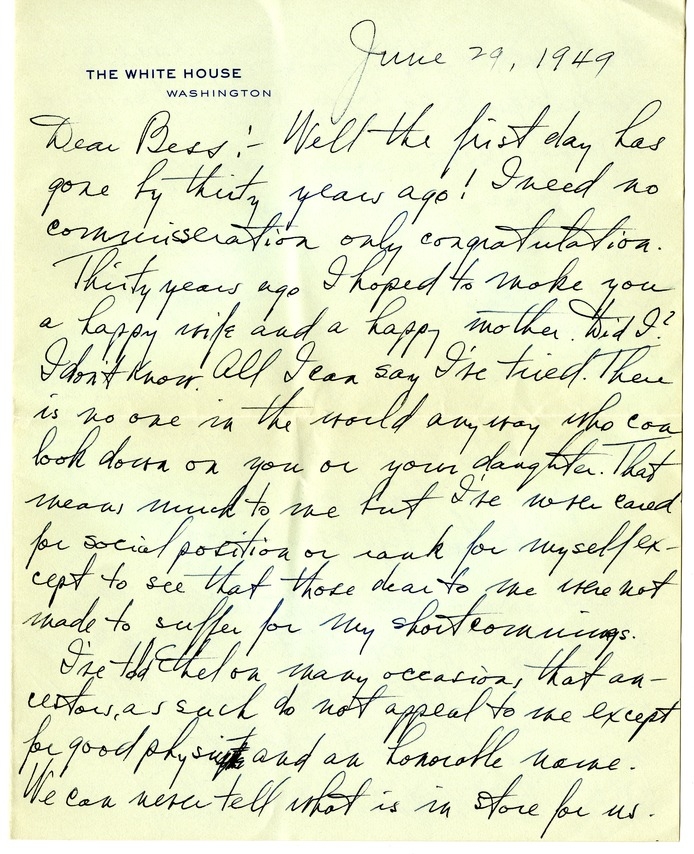 Letter from Harry S. Truman to Bess W. Truman