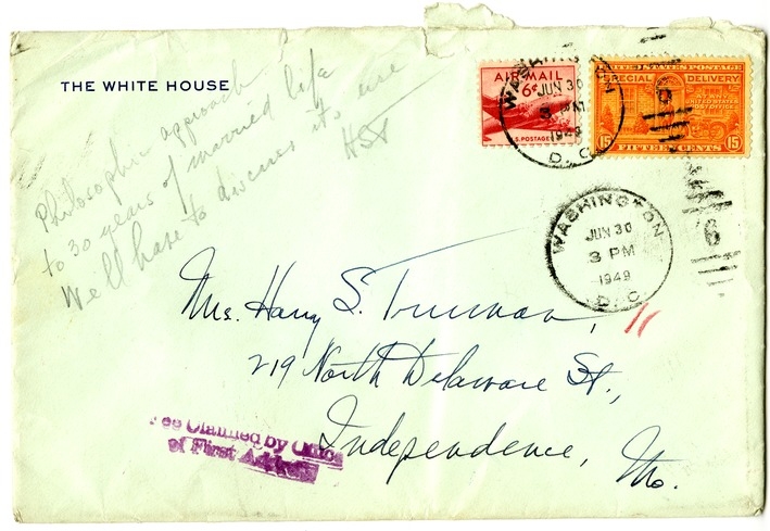 Letter from Harry S. Truman to Bess W. Truman