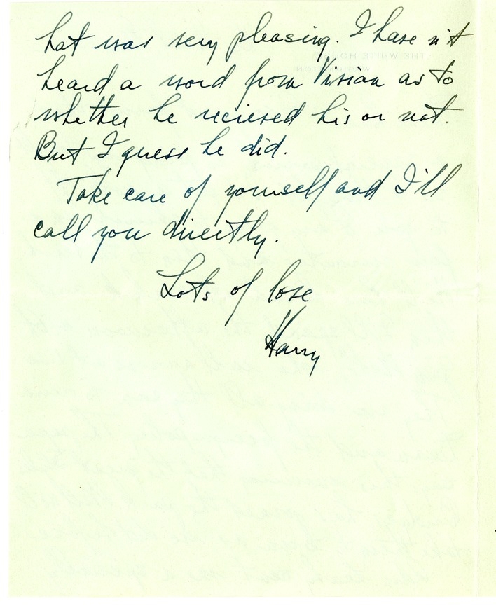 Letter from Harry S. Truman to Bess W. Truman