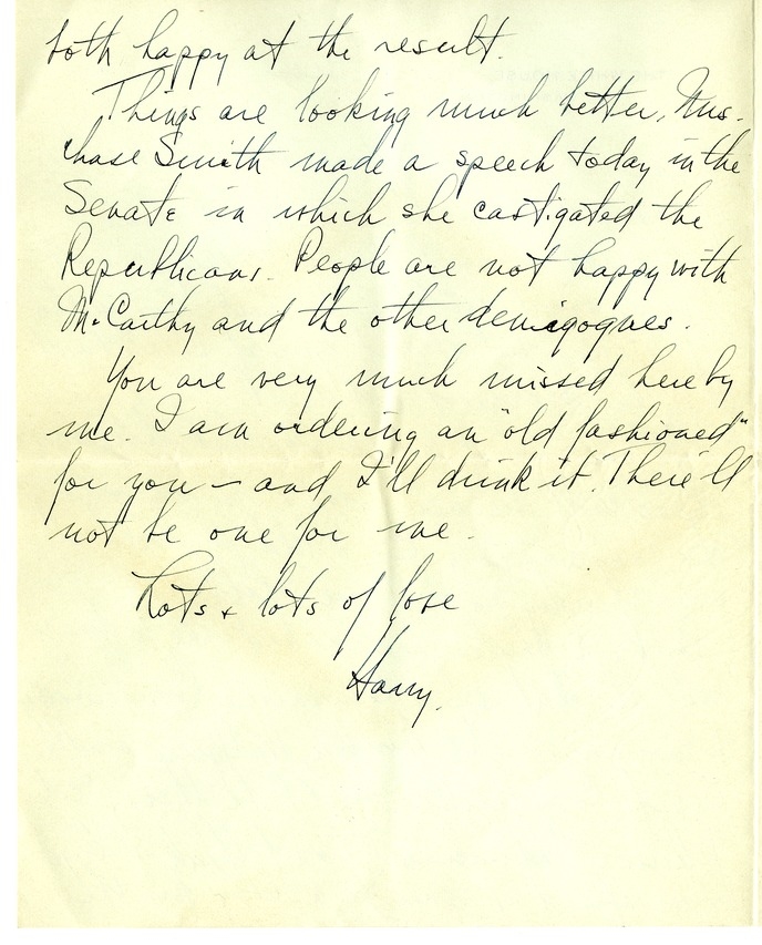 Letter from Harry S. Truman to Bess W. Truman [Gift of Elliott Galleries, Flora K. Bloom, President.]