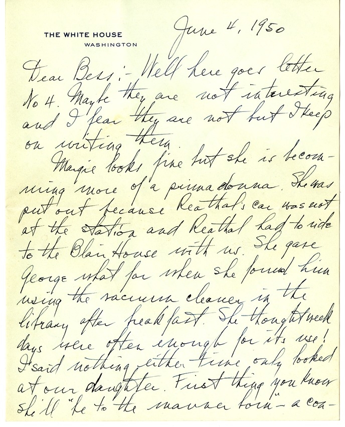 Letter from Harry S. Truman to Bess W. Truman [Gift of Elliott Galleries, Flora K. Bloom, President.]