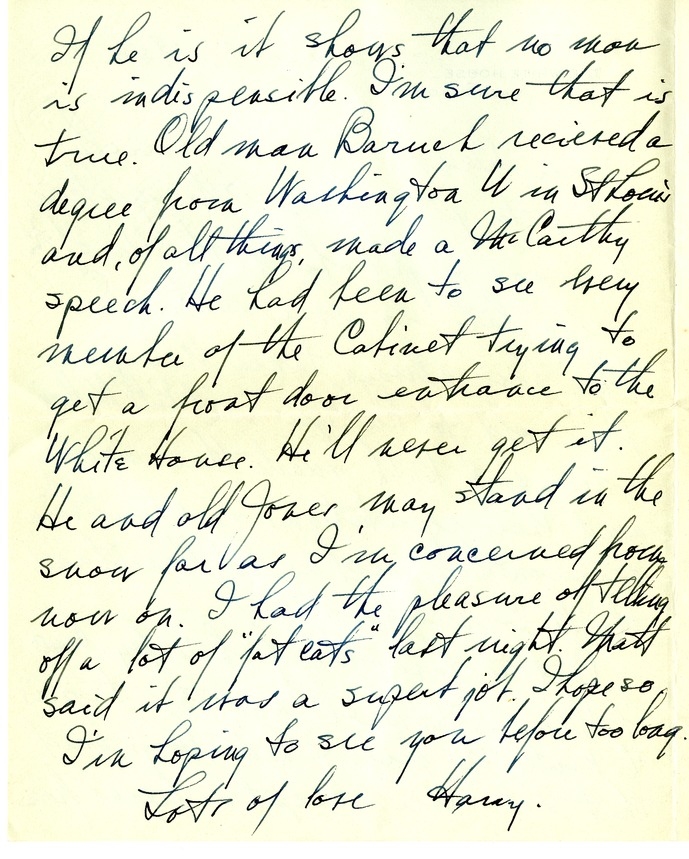 Letter from Harry S. Truman to Bess W. Truman