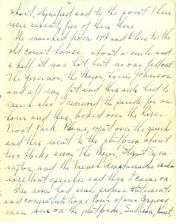 Letter from Harry S. Truman to Bess W. Truman