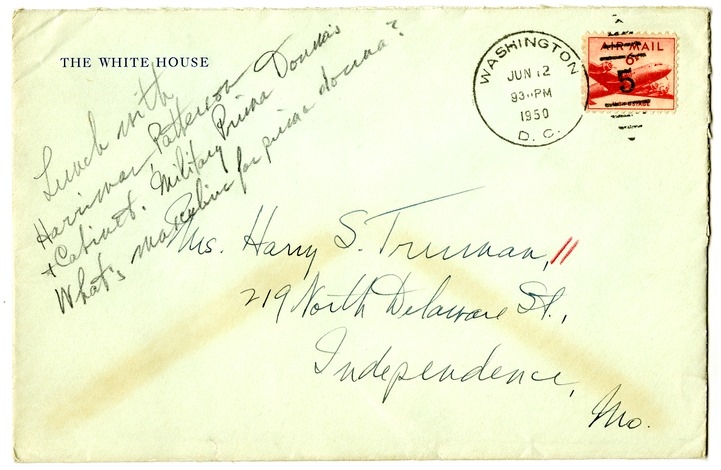 Letter from Harry S. Truman to Bess W. Truman