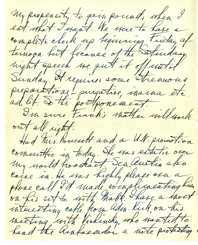 Letter from Harry S. Truman to Bess W. Truman