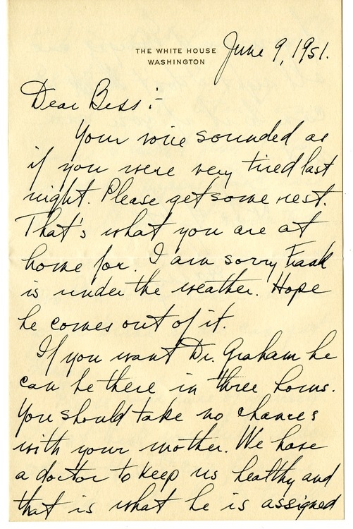Letter from Harry S. Truman to Bess W. Truman