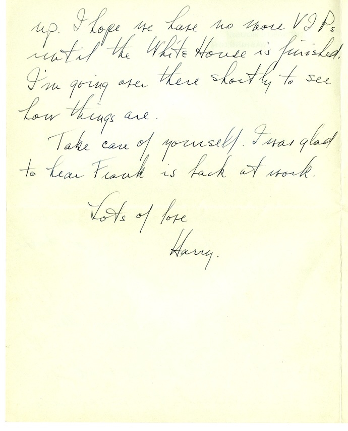 Letter from Harry S. Truman to Bess W. Truman [Gift of Elliott Galleries, Flora K. Bloom, President.]