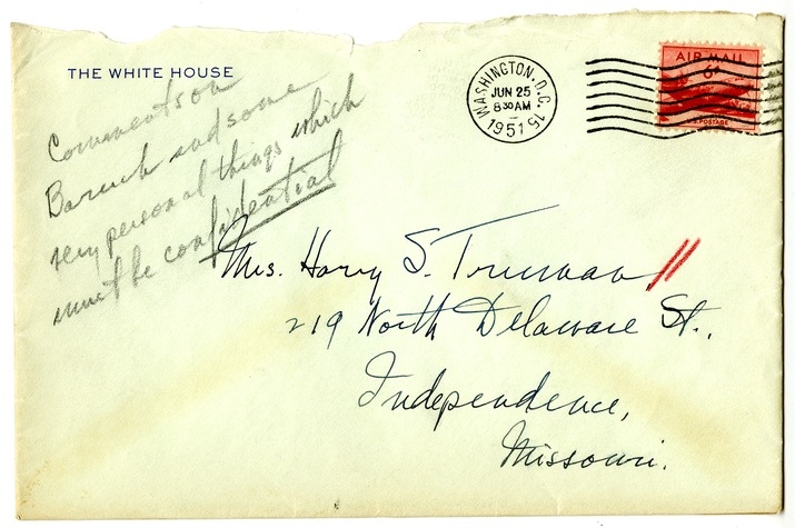 Letter from Harry S. Truman to Bess W. Truman, with Attached Telegram