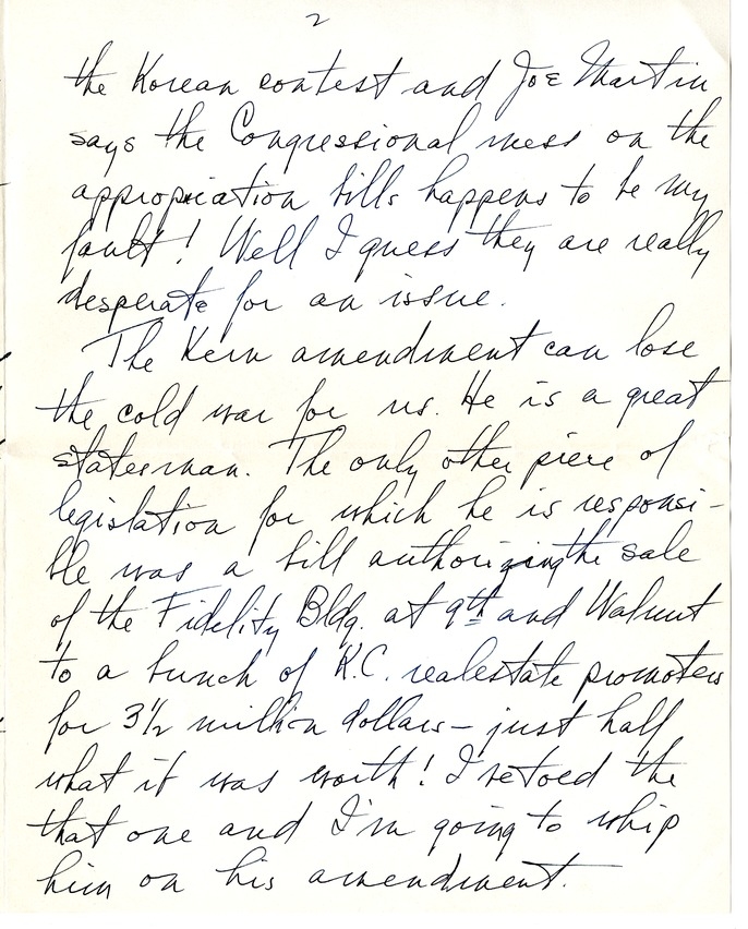 Letter from Harry S. Truman to Bess W. Truman [Gift of Elliott Galleries, Flora K. Bloom, President.]