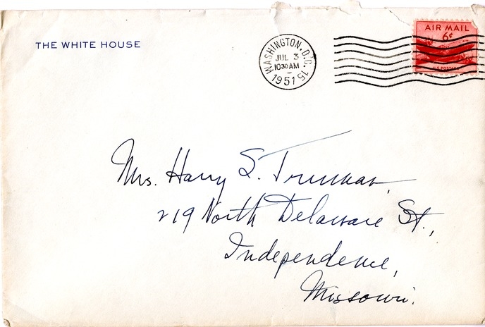 Letter from Harry S. Truman to Bess W. Truman [Gift of Elliott Galleries, Flora K. Bloom, President.]