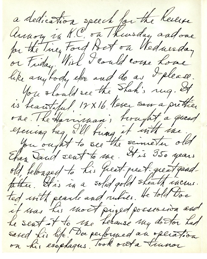 Letter from Harry S. Truman to Bess W. Truman