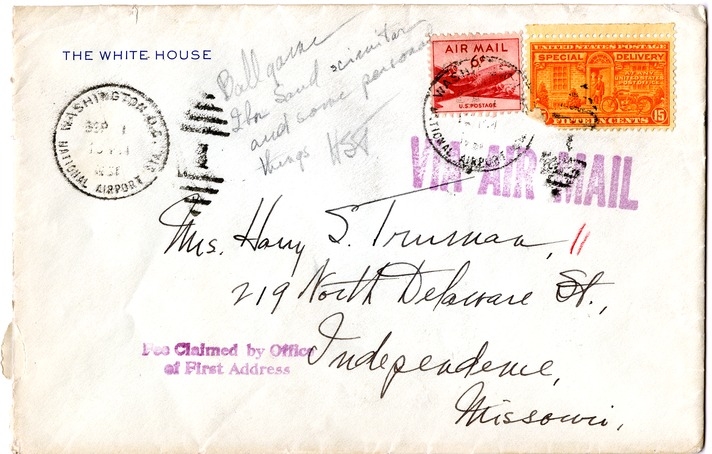 Letter from Harry S. Truman to Bess W. Truman