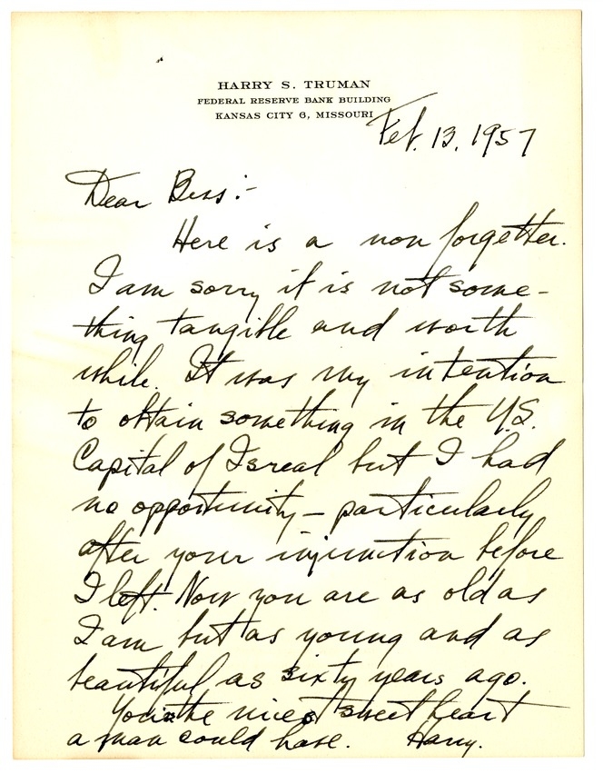 Letter from Harry S. Truman to Bess W. Truman