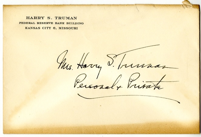 Letter from Harry S. Truman to Bess W. Truman