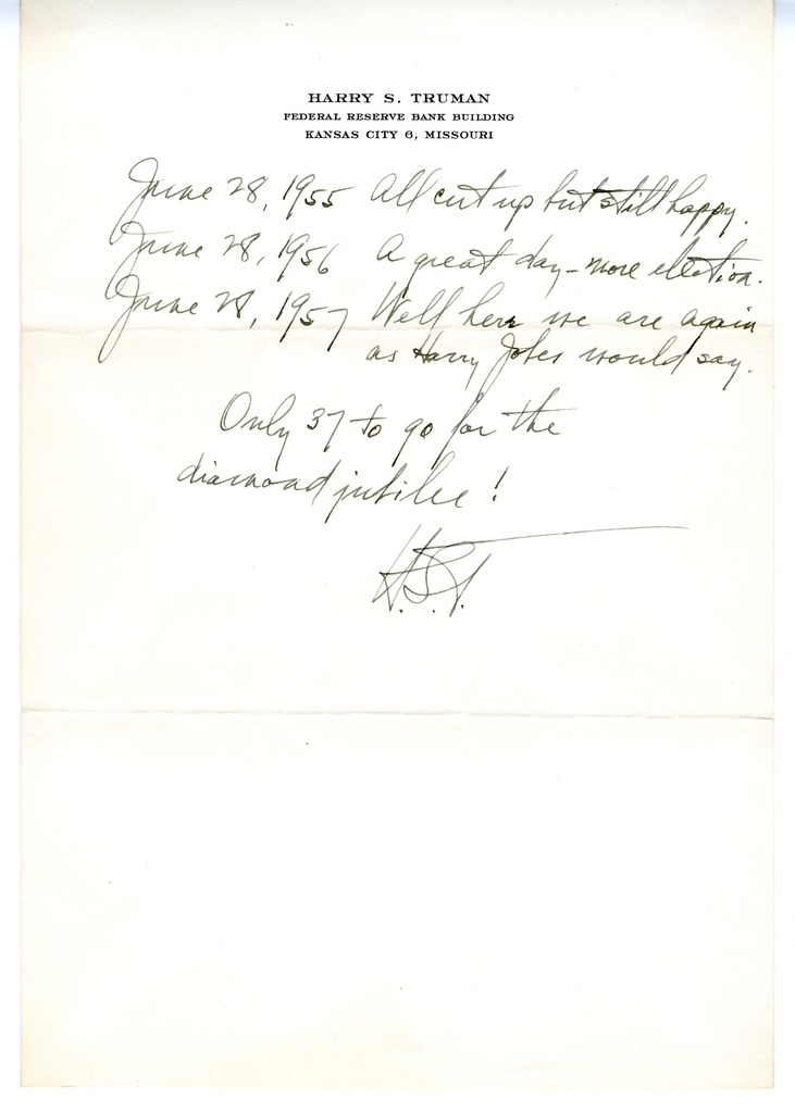 Letter from Harry S. Truman to Bess W. Truman