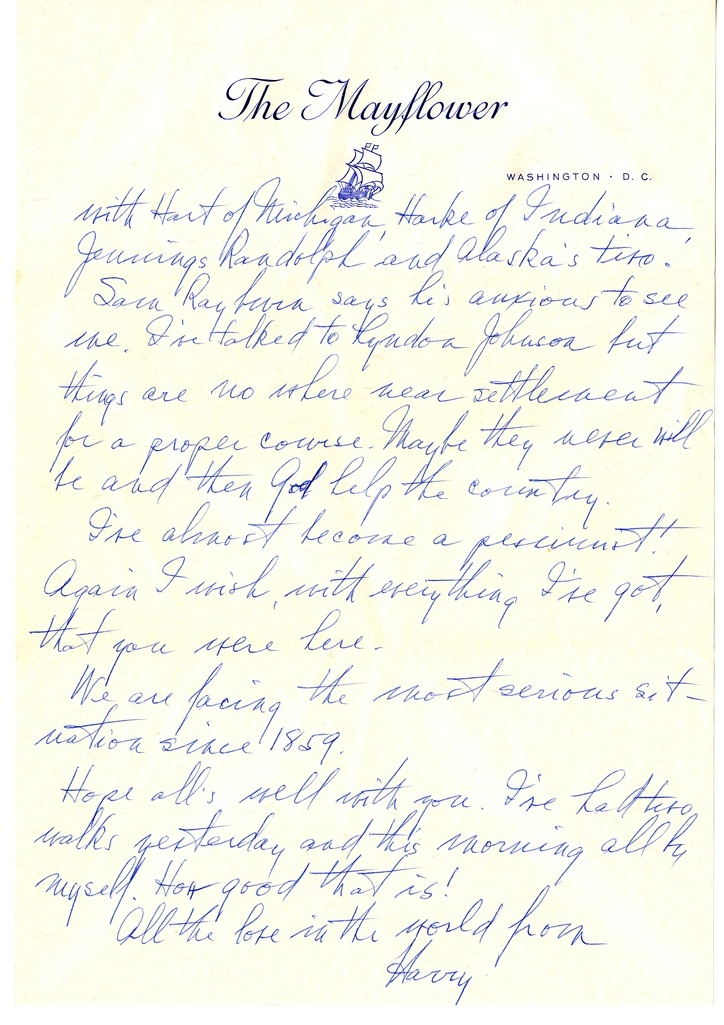 Letter from Harry S. Truman to Bess W. Truman