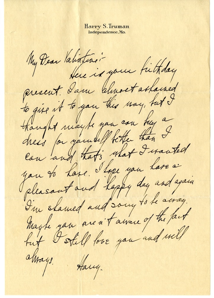 Letter from Harry S. Truman to Bess W. Truman