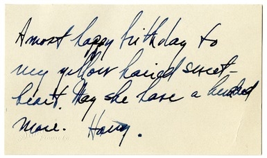 Card from Harry S. Truman to Bess W. Truman