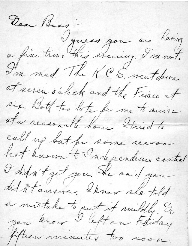 Letter from Harry S. Truman to Bess Wallace