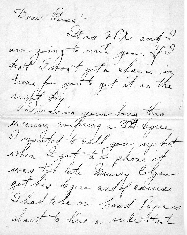Letter from Harry S. Truman to Bess Wallace