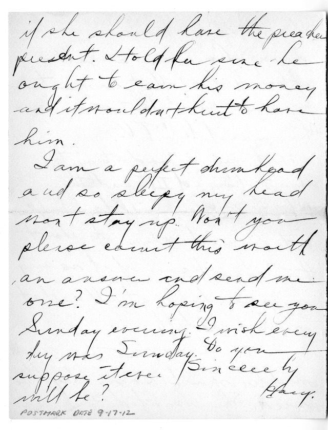 Letter from Harry S. Truman to Bess Wallace