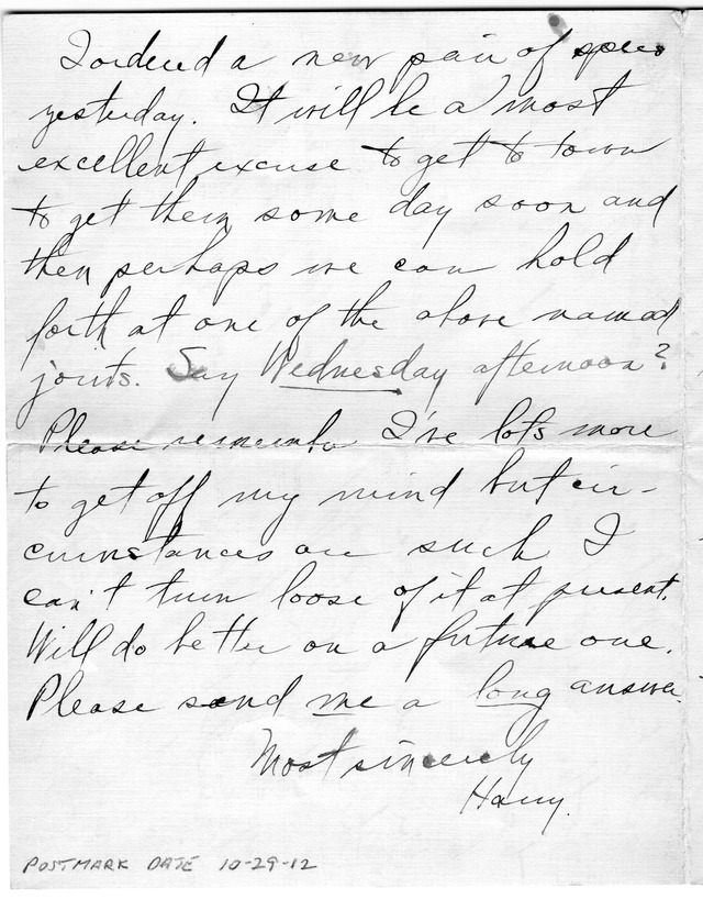 Letter from Harry S. Truman to Bess Wallace