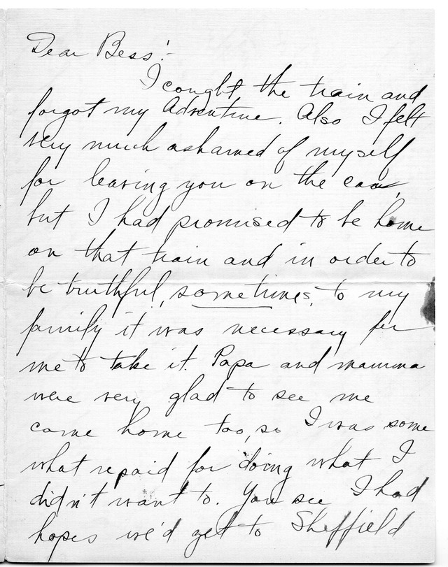 Letter from Harry S. Truman to Bess Wallace