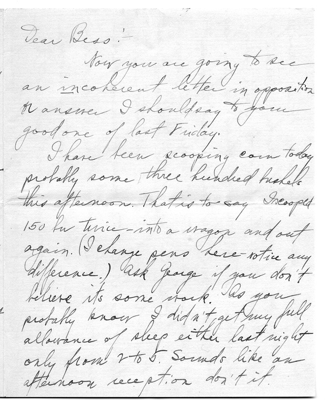 Letter from Harry S. Truman to Bess Wallace