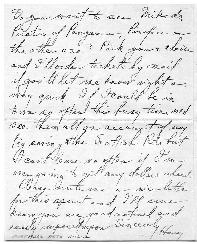 Letter from Harry S. Truman to Bess Wallace