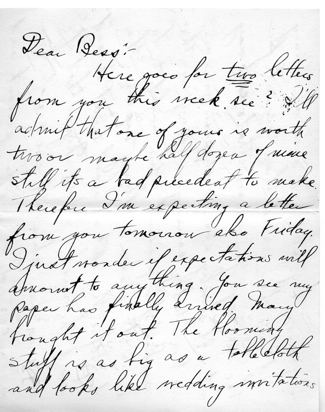 Letter from Harry S. Truman to Bess Wallace