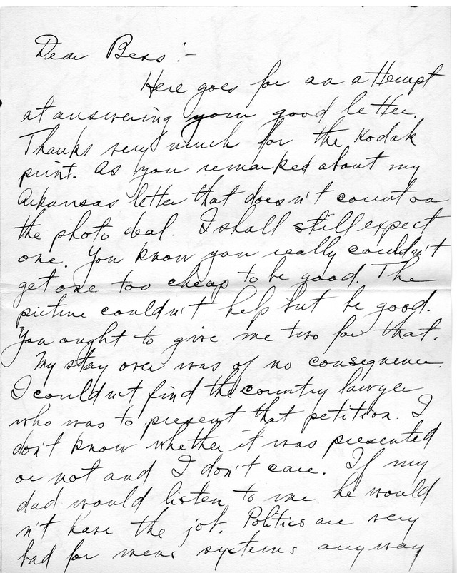 Letter from Harry S. Truman to Bess Wallace