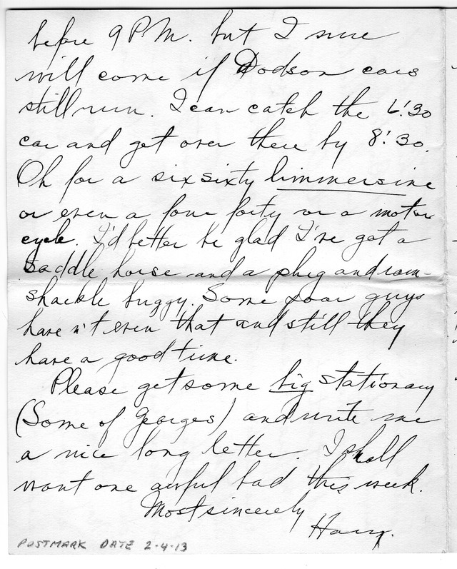 Letter from Harry S. Truman to Bess Wallace