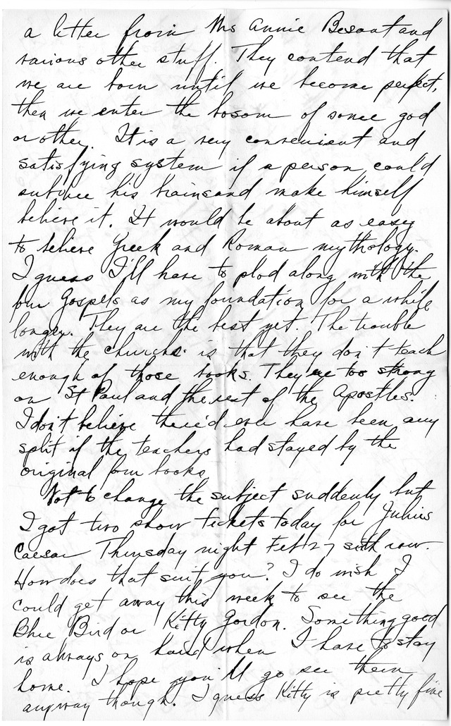 Letter from Harry S. Truman to Bess Wallace