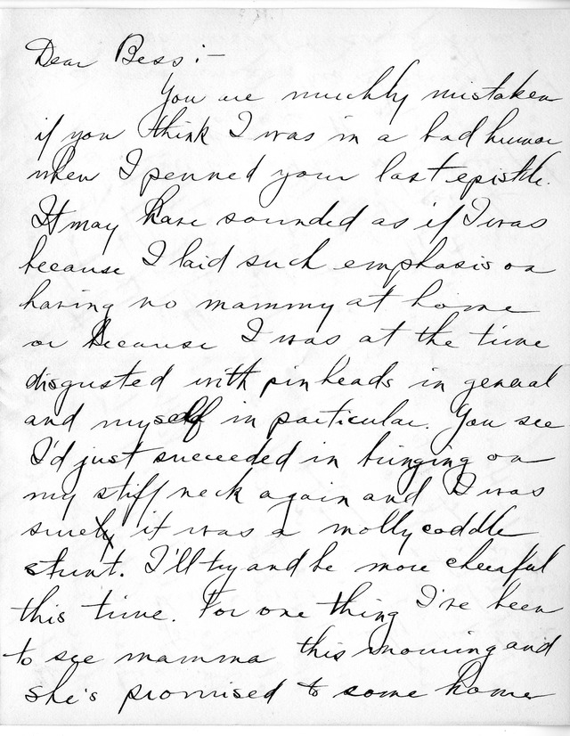 Letter from Harry S. Truman to Bess Wallace