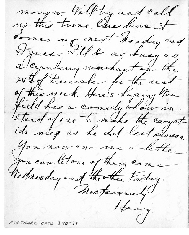 Letter from Harry S. Truman to Bess Wallace