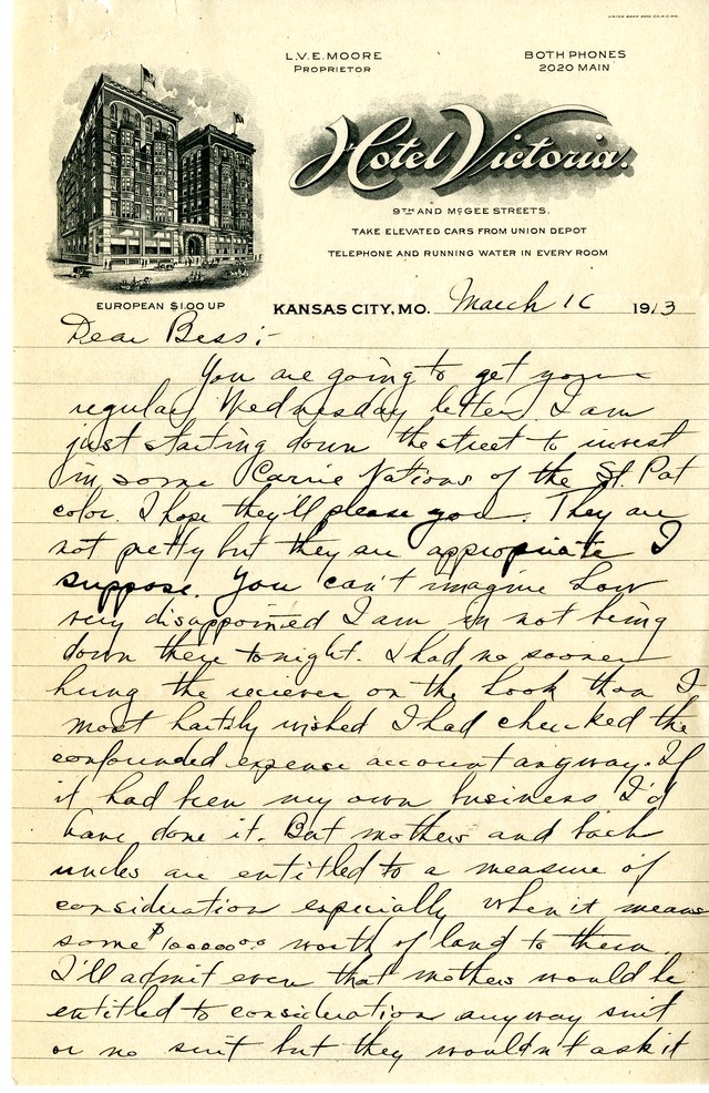 Letter from Harry S. Truman to Bess Wallace
