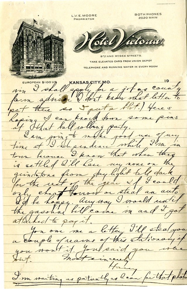 Letter from Harry S. Truman to Bess Wallace