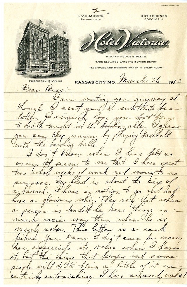 Letter from Harry S. Truman to Bess Wallace